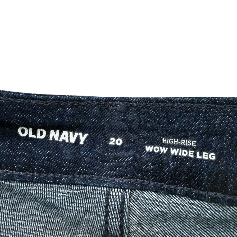 Old Navy Women’s High-Rise Wow Wide Leg Jeans Plus Size 20 Dark Wash Denim NWOT - Picture 7 of 10